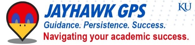 Jayhawk GPS logo with a small Jayhawk head and "Guidance. Persistence. Success. and Navigating your academic success" in text.